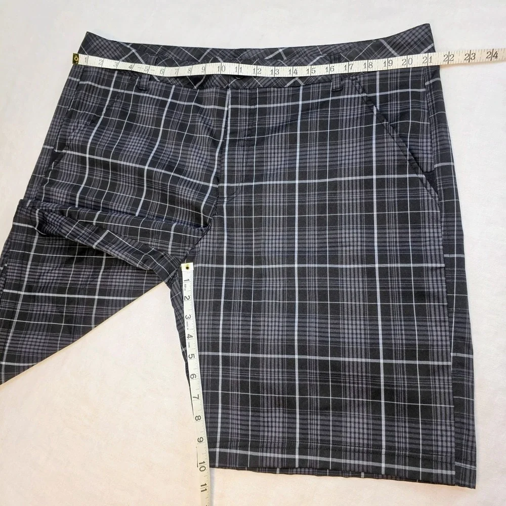 Fila‎ Sport Golf Mens 40 Plaid Shorts Black Grey Check Performance Activewear